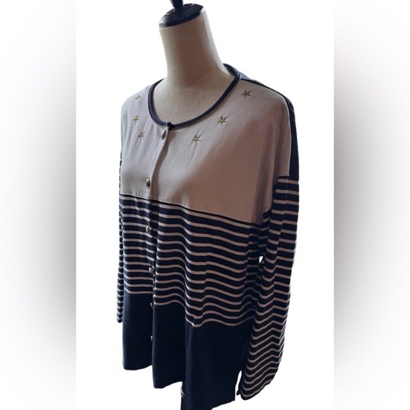 Striped Navy and White Women's Top - Picture 1 of 5